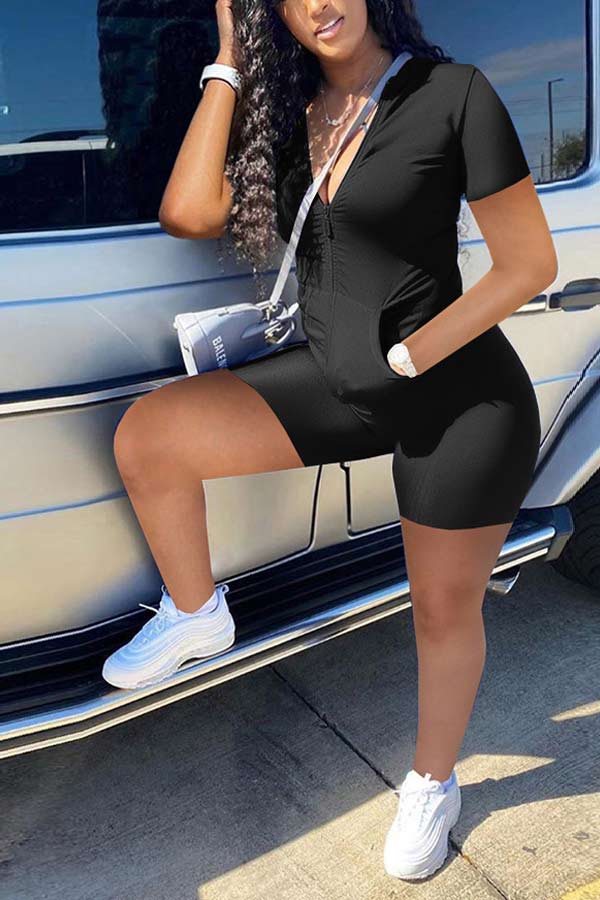 Casual Solid Short Sleeve Shorts Sports Set