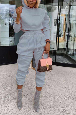 Casual Sports Solid Color Hoodie Pants Set