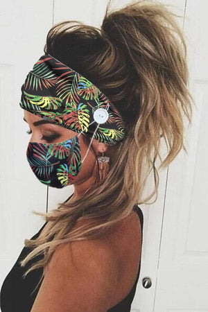 Fashion Printed Mask Headband Two Pieces