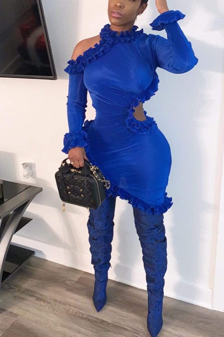 Sexy Solid Color Irregular Dress