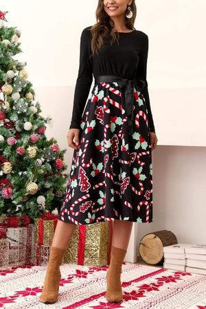 Christmas Long sleeve print dress