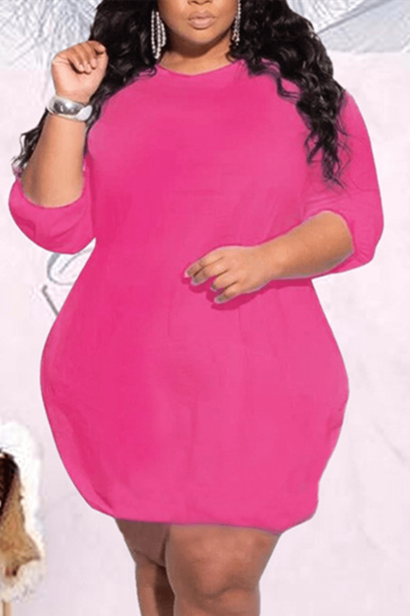 Fashion Leisure Solid Color Plus Size Dress