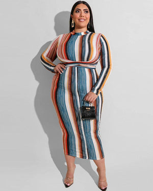 Rainbow Thinking Midi Dress (S ~ 5XL)