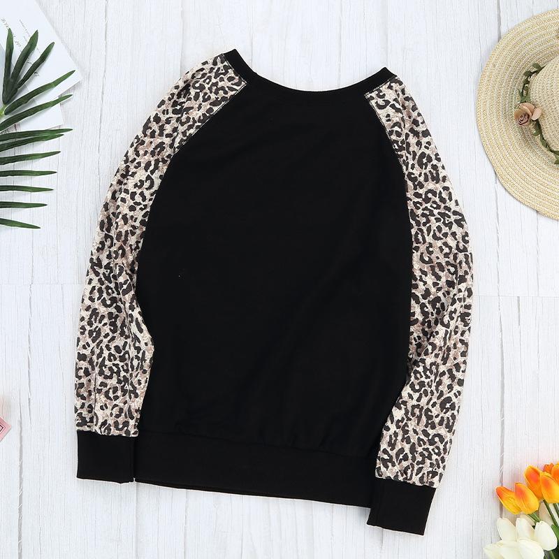 Halloween Leopard Pumpkin Print Stitching T-Shirt