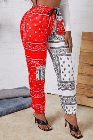 Fashion Casual Regular Patchwork Print Pants