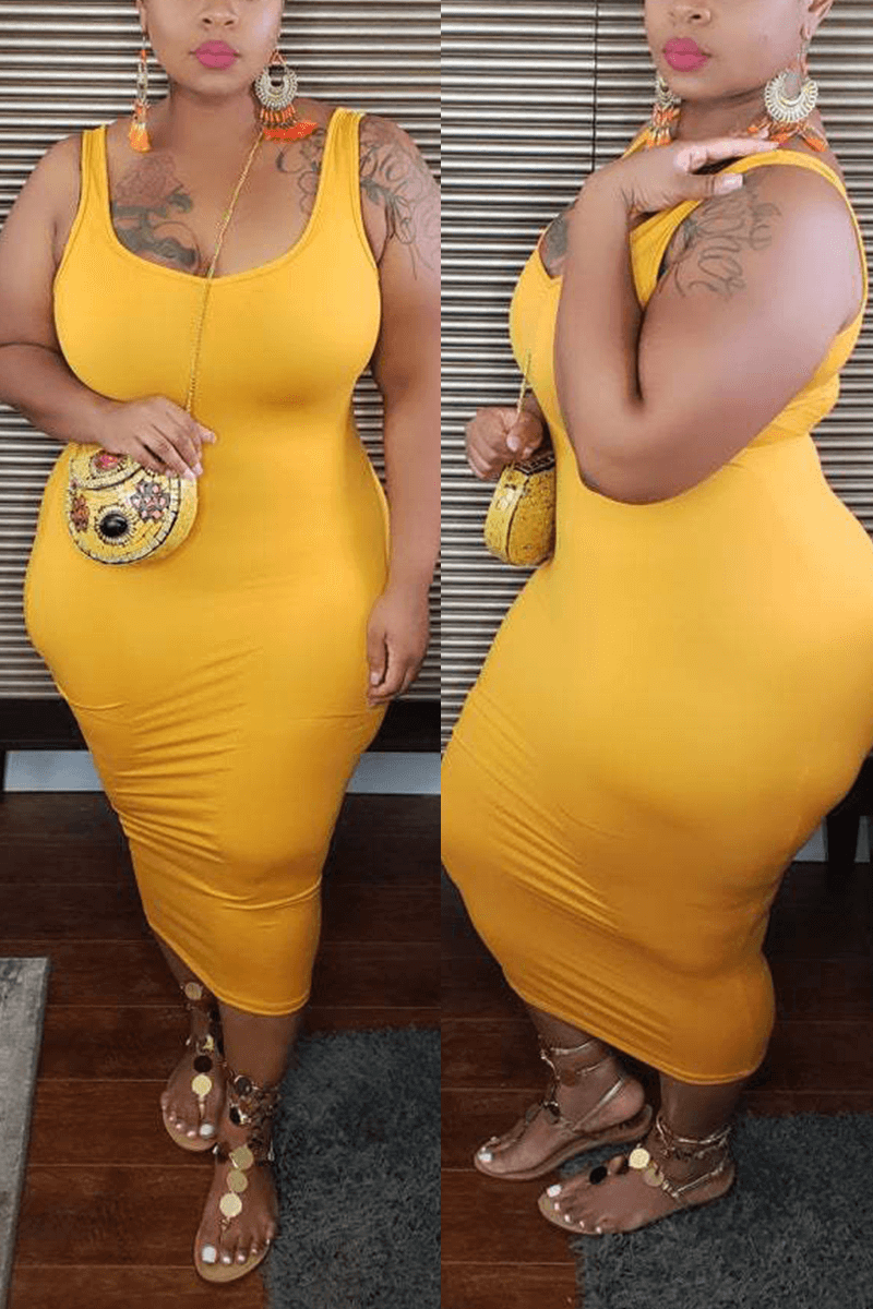 Fashion Solid Color Plus Size Vest Dress