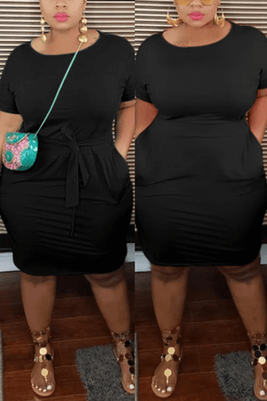 Fashion Casual Solid A Line Plus Size Dress