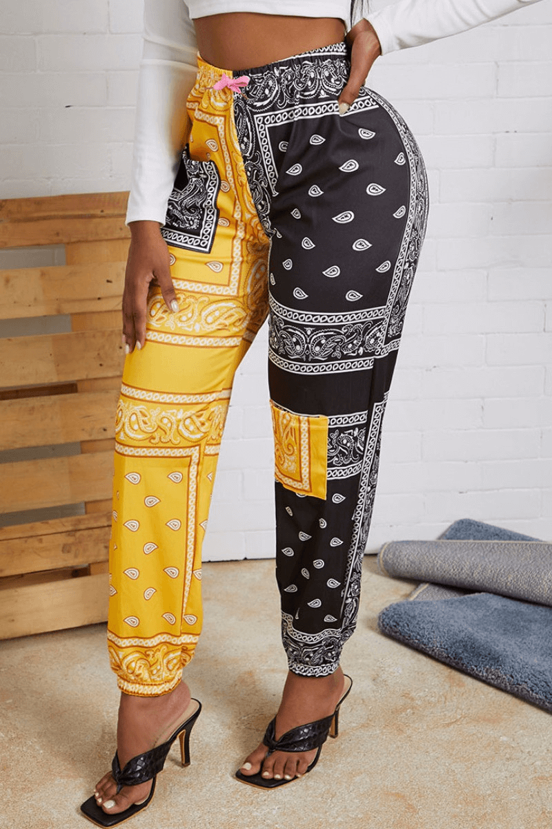 Fashion Casual Regular Patchwork Print Pants