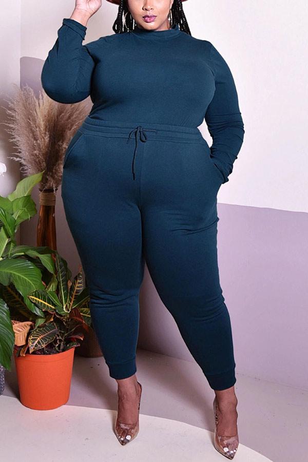Fashion British Style Solid Plus Size Set