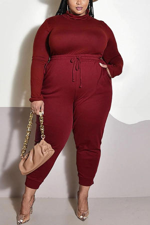 Fashion British Style Solid Plus Size Set