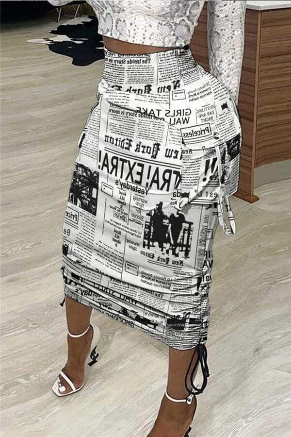 Fashion Casual Full Print Basic Skirt