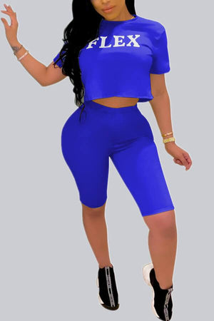 Fashion Casual Letter Print Basic Shorts Set