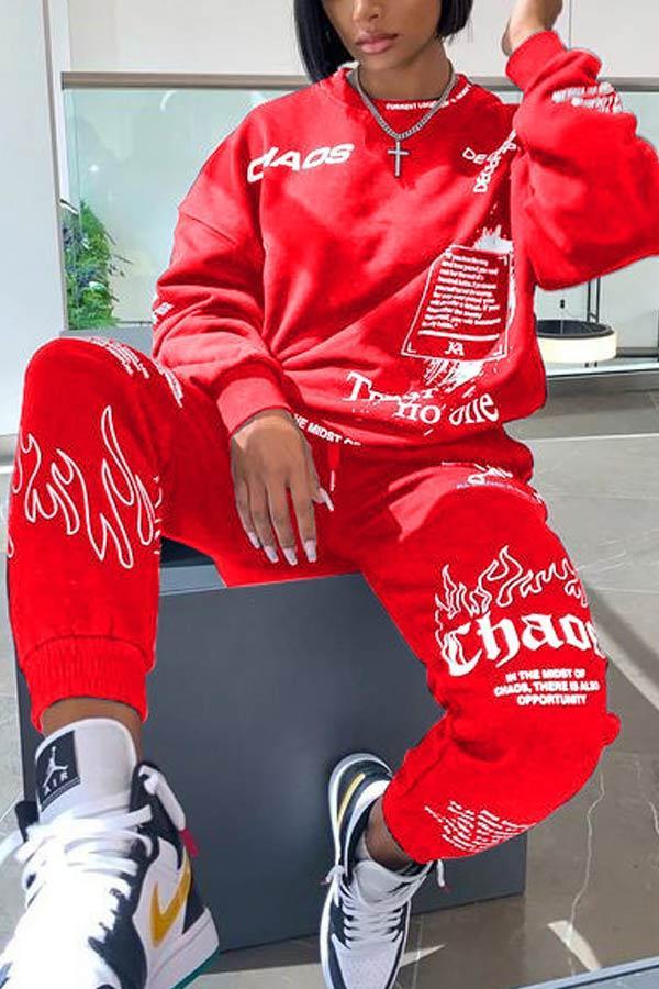 Fashion Casual Print Sweatpants Set