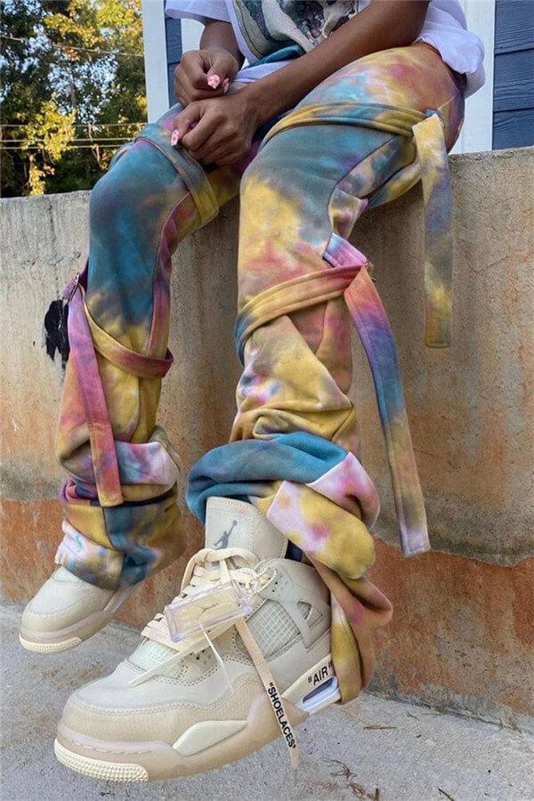 Fashion Casual Print Tie Dye Tie-dye Trousers