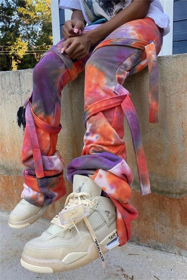 Fashion Casual Print Tie Dye Tie-dye Trousers