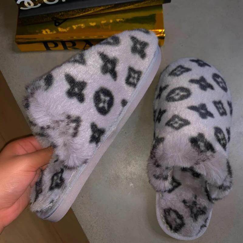 Fashion Casual Printing Keep Warm Plush Slippers