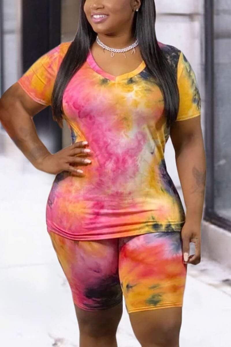Fashion Casual Printing Plus Size Set