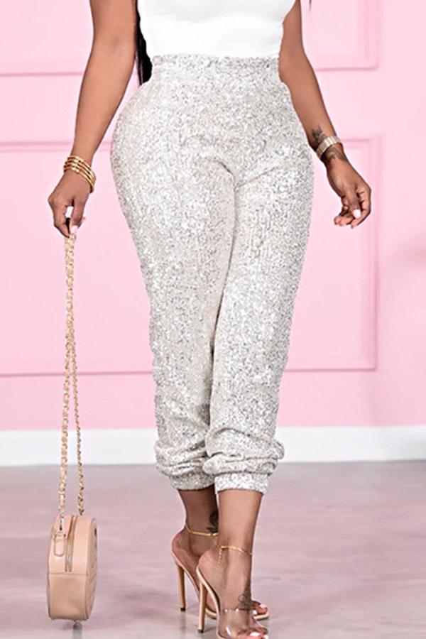 Fashion Casual Sequin Design Trousers