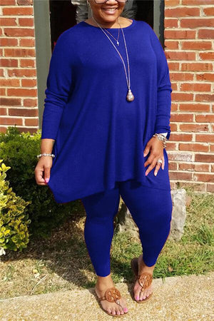 Fashion Casual Solid Color Plus Size Set