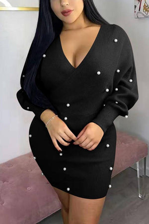 Fashion Casual V-neck Long Sleeve Dress