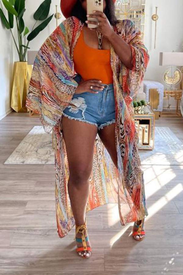 Fashion Chiffon Print Cover-up