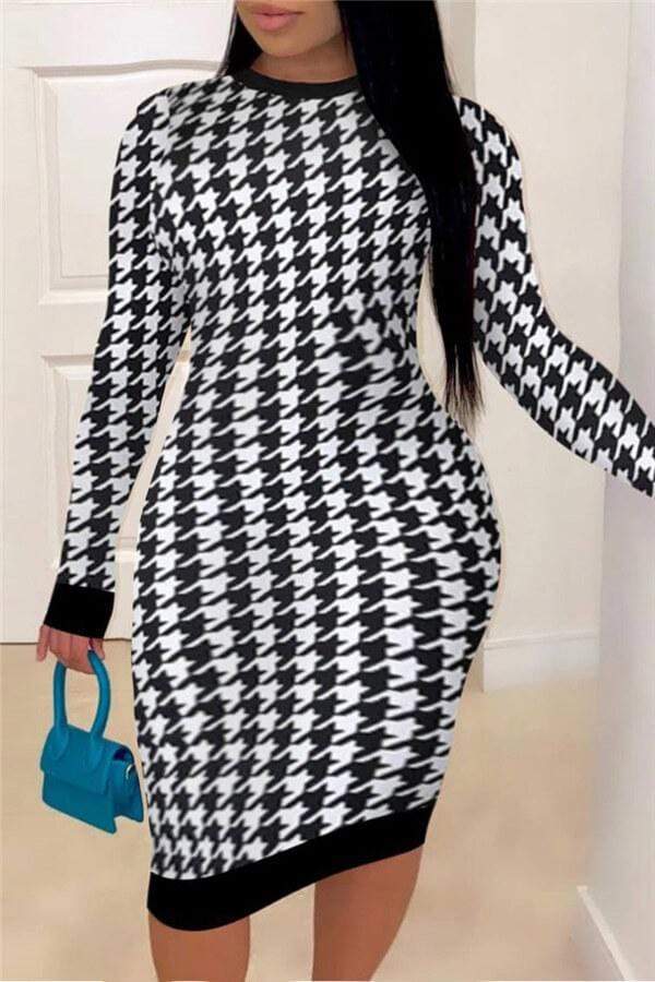 Fashion Classic Plus Size Regular Print Dress