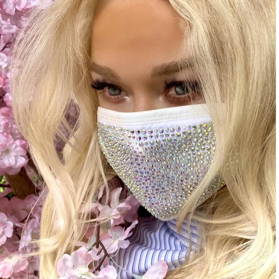 Fashion Hot Drilling Decorative White Face Mask