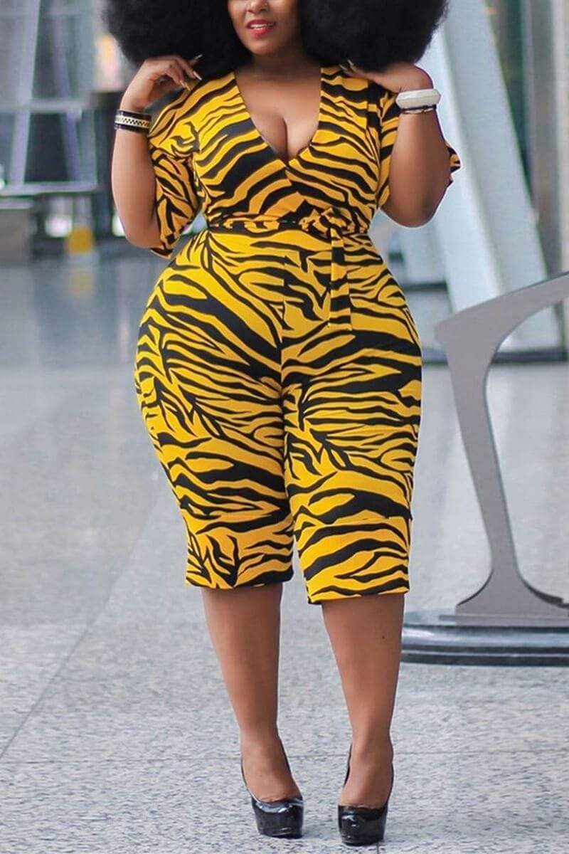 Fashion Leopard Print Plus Size Romper