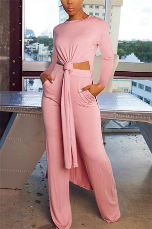 Fashion Living Solid Color Pants Set