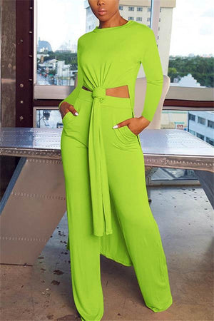 Fashion Living Solid Color Pants Set