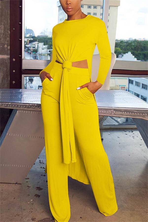 Fashion Living Solid Color Pants Set