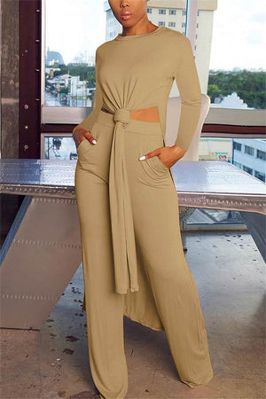 Fashion Living Solid Color Pants Set