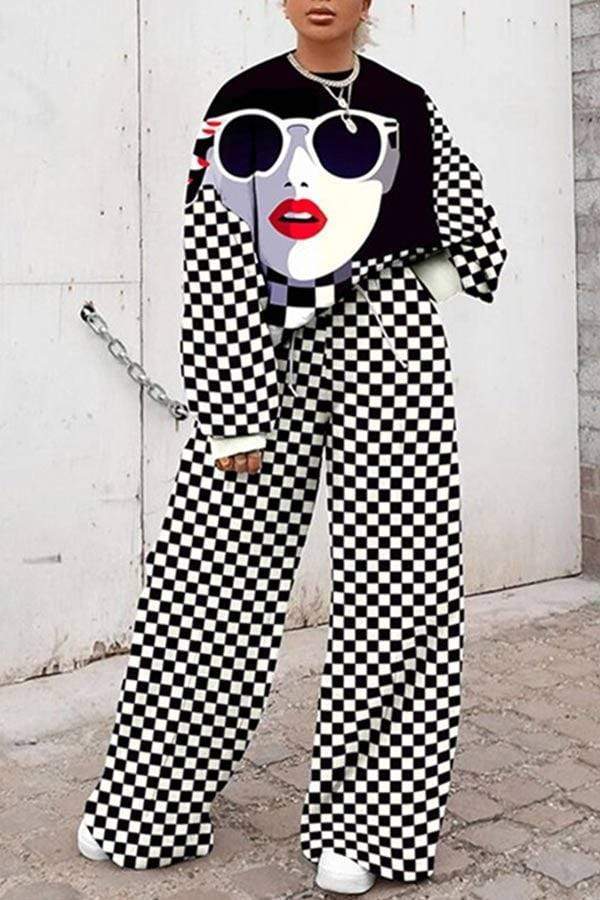 Fashion Loose Plus Size Print Two Pieces