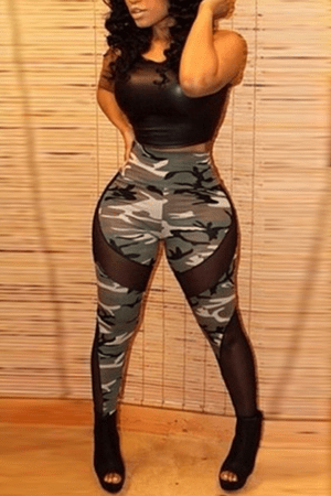 Fashion Mesh Camouflage Bottoms