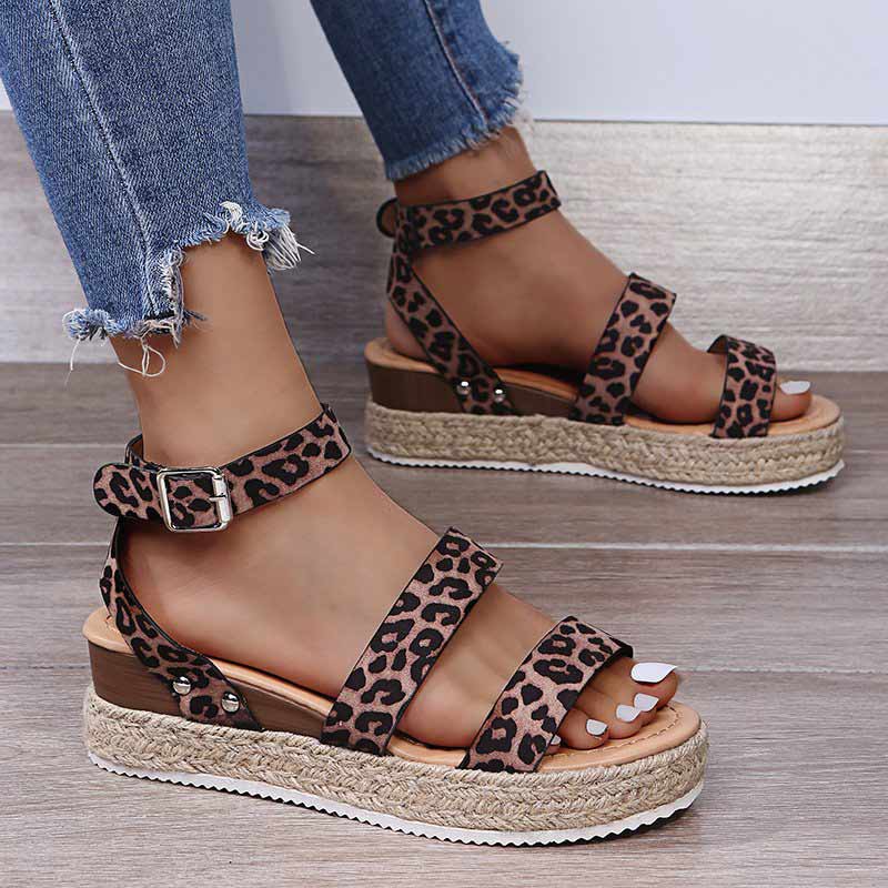 Fashion Open Toe Leopard Print Sandals