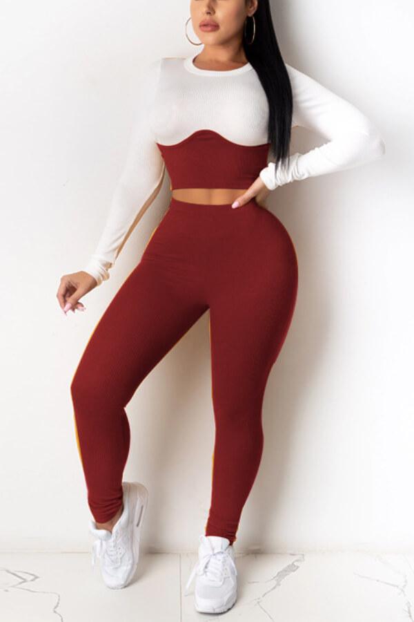 Fashion Patchwork Sportswear Plus Size Set