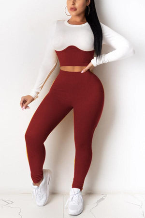 Fashion Patchwork Sportswear Plus Size Set