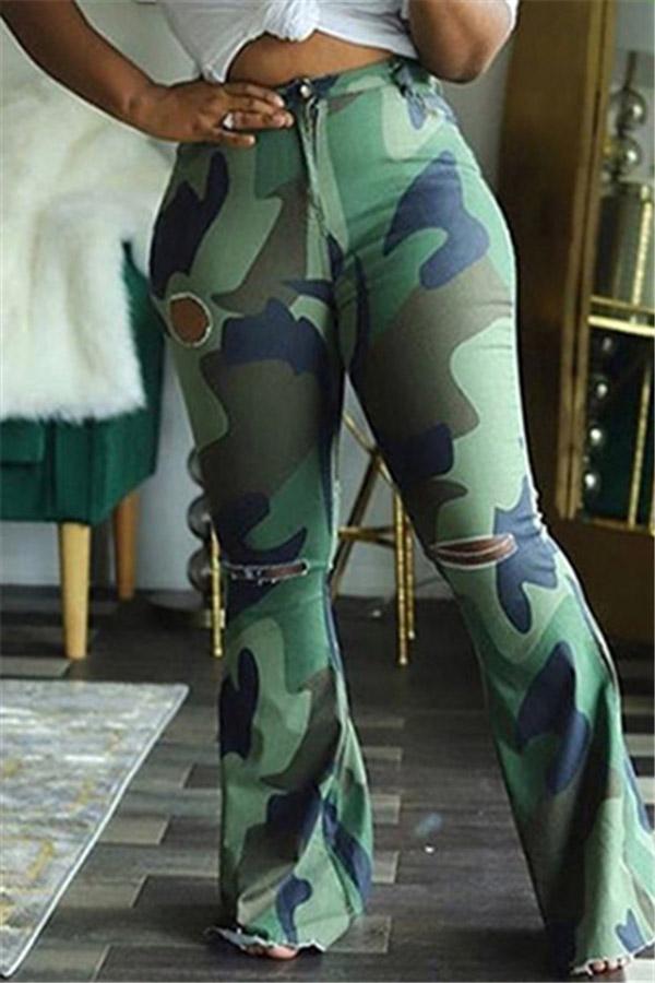 Fashion Plus Size Camouflage Print Trousers