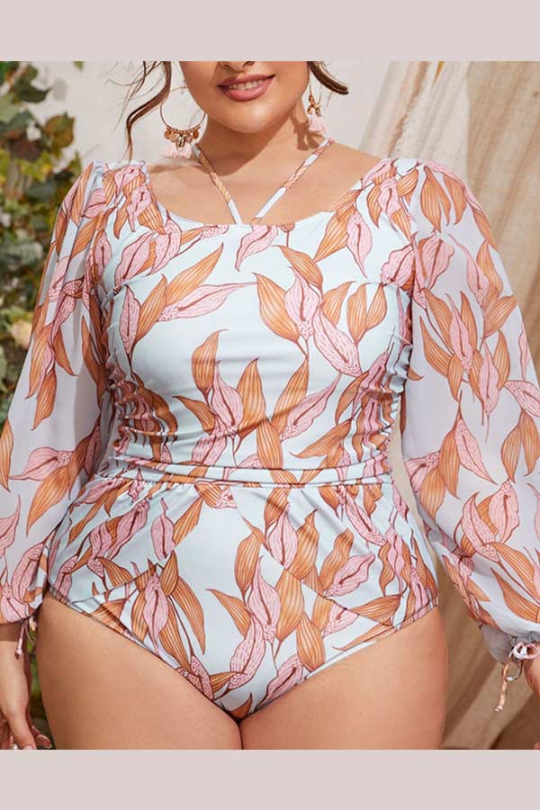 Fashion Print Plus Size One-piece Swimwear