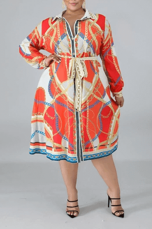 Fashion Printed Shirt Dress