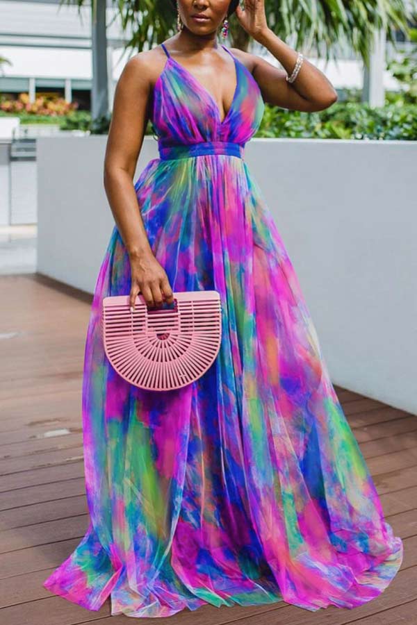 Fashion Sexy Digital Print Maxi Dress