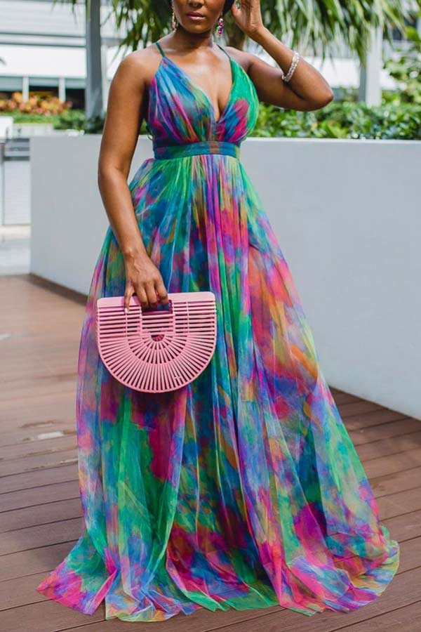 Fashion Sexy Digital Print Maxi Dress