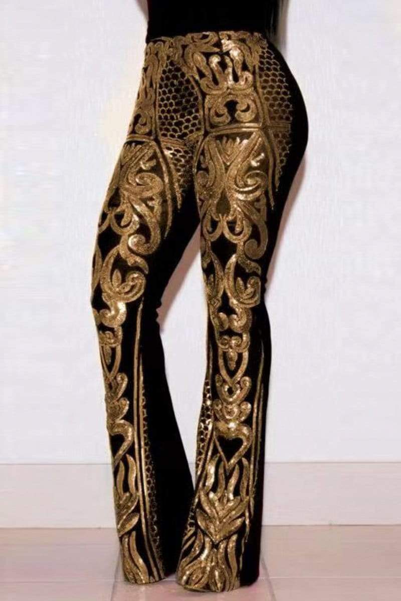 Fashion Sexy High Waist Sequined Trousers