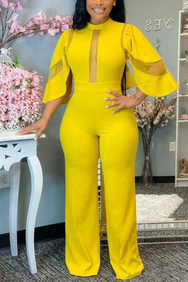 Fashion Sexy Perspective Wide Jumpsuit