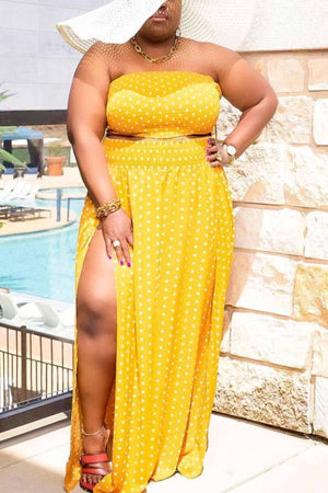 Fashion Sexy Plus Size Dot Print Skirt Set