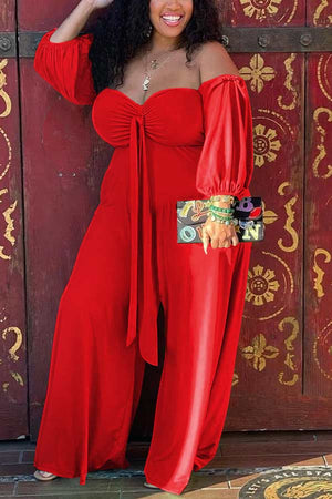 Fashion Sexy Plus Size Off Shoulder Jumpsuit