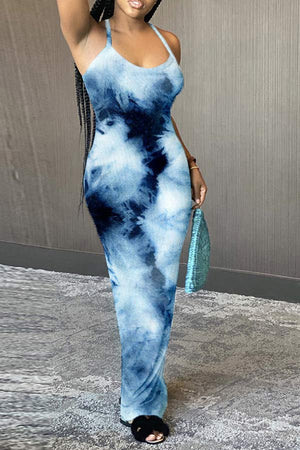 Fashion Sexy Print Sling Maxi Dress