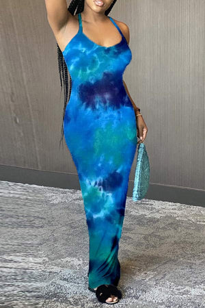 Fashion Sexy Print Sling Maxi Dress