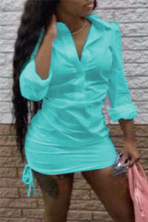 Fashion Sexy Solid Color Shirt Mini Dress