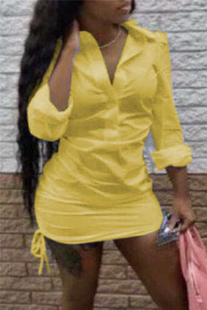 Fashion Sexy Solid Color Shirt Mini Dress